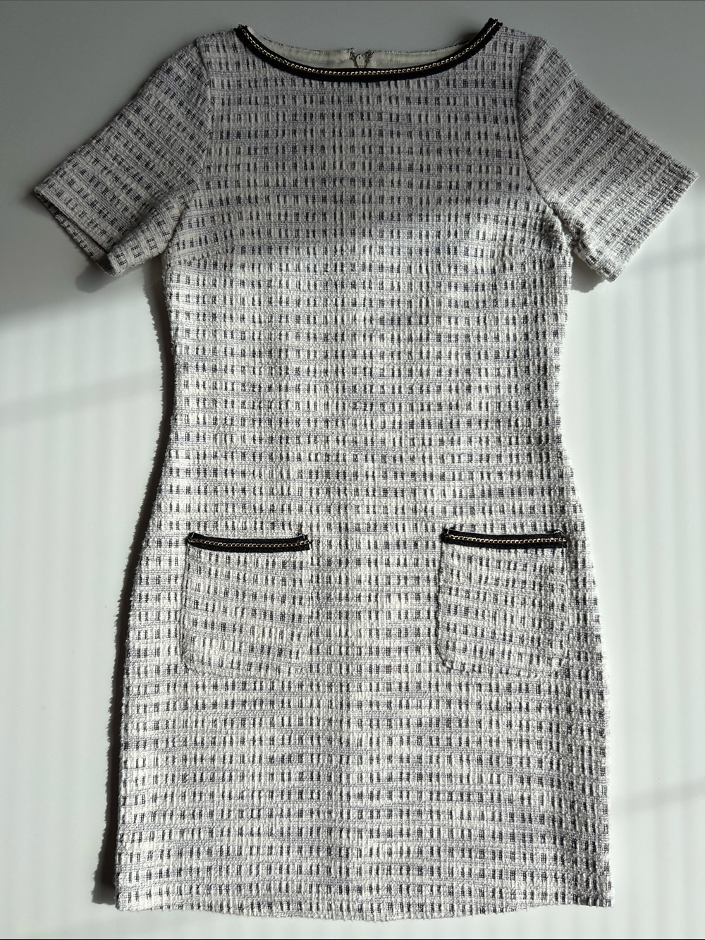 Le Chateau Classic Shift Dress Tweed bouclé fabric